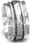 Boho-Magic 925 Sterling Silver Spinner Ring for Women Hammered Wide Fidget Ring Band (6)
