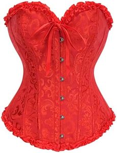 SZIVYSHI Corset Tops for Women, Bustier Shapewear Lingerie, Lace Waist Push Up Bodysuit, Red, X-Small