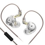 keephifi KZ EDX Pro in Ear Monitors with Microphone KZ IEM Earphones Dual DD HiFi Stereo Sound Wired Earphones Noise Cancelling Earbuds for Musicians Singer Audiophiles (White, with Mic)