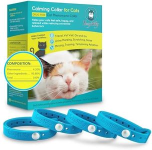 Cat Calming Collars 2025 - Cat Collar Infused with Synthetic Pheromones (Blue) - Cat Pheromone Diffuser Necklace for Anxiety Relief, Travel, Keeping Kitty Quiet (Blue, Medium-4P)