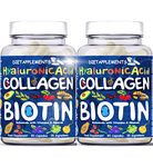 2 Bottles Marine Collagen Type1&3 1800mg & Biotin 10000mcg/serving, Hyaluronic Acid, Vitamins, Minerals Botanicals |2432mg/serving| Hydrolyzed High Strength Peptides Supplement | Skin, Hair, Nails (2)