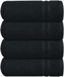 Infinitee Xclusives Black Hand Towels Set of 4 (16x28 inches) – 100% Turkish Cotton Ultra Soft and Highly Absorbent Hotel Quality Black Hand Towels for Bathroom