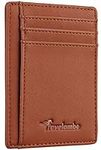 Travelambo Front Pocket Minimalist Leather Slim Wallet RFID Blocking Medium Size(VP Brown)