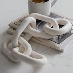 Peakoly Wood Chain Link Decor - Rustic White Washed Decorative Chain, Great as Coffee Table Decor or Shelf Decor, Made from Pine Wood, Matches Well with Farmhouse, Boho, Country or Modern Home Decor