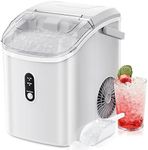 Nugget Countertop Ice Maker with Soft Chewable Pellet Ice, Automatic 34lbs in 24 Hours,Pebble Portable Ice Machine with Ice Scoop, Self-Cleaning, One-Click Operation, for Kitchen,Office White