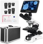 [Infinity-Corrected] Trinocular Compound Microscope with 10" 24MP Monitor, 40-1000X Magnification, Infinity Achromatic Objectives FL10X Eyepieces,Large Mechanical Stage, One-click taking photo & video