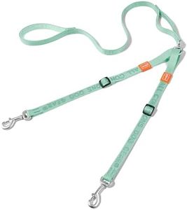 HOWGO Double Dog Leash, No Tangle 360° Swivel, Adjustable Two Padded Handles, Double Clip Dog Leash Coupler Splitter for Large and Medium Breeds (Mint Green, 4/5'' x 4.8 FT)