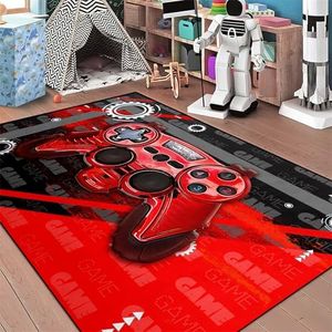 Gaming Rugs for Bedroom - Gamer Rugs - Boys Teens Red Game Gamepad Carpets Large Gamer Floor Mat Home Decor Gaming Carpet Floor Polyester Mats, 5'×7'