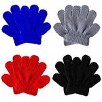 4 Pairs Toddler Winter Knitted Writing Gloves Warm Stretch Fingers Gloves for Boys and Girls