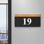 House Number Plate - 19 Laser cut acrylic fixed with white color water proofing PVC sticker | Easy installation type double sided tape fixed on backside