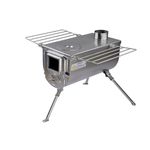 Winnerwell Woodlander 1G Large Wood Burning Tent Stove, Stainless Steel Portable Camping Stove with Folding Shelves & Glass Door, for Canvas Tent, Teepee, Outdoor Cooking and Hot Tent Heating