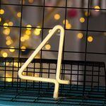 ENUOLI LED Warm White Neon Night Light Alphabet Marquee Light Number 4 Shaped Neon Letter Sign Decorative Word Light for Home Bar Cafe Wedding Party Event Festival Christmas Birthday Gifts (4)