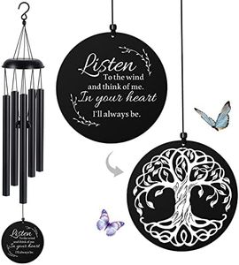 Sympathy Wind Chimes for Loss of Loved One, Memorial Windchimes for Lost Father Mother Friends, Remembrance Bereavement Gift with Card, in Memory Deep Tone Metal Windchime for Garden Outdoor