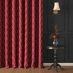 Story@Home Blackout Door Curtains 7 Feet Long Set of 4, Thermal Insulated Noise Reduction, Curvy Line Dot Print Room Darkening Blackout Door Curtains | Curtains for Living Room, (116 x 215 cm, Maroon)