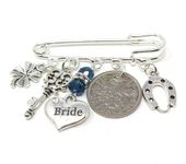 Something Blue Bride Charm Pin Wedding Gift Hen Party Keepsake