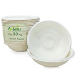 Unify EcoHomes 250 ml, 100 Pack, Round Disposable Bagasse Bowls | Serving Snacks & Dinner | Eco-Friendly, Biodegradable, Sugarcane Paper Bowls | Birthday, Wedding & Party | White