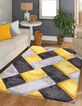 3D Shaggy Rugs Modern Geometric Design Large Area Rugs for Living Room Bedroom Thick Fluffy Floor Mats Small Door Mat (Ochre, 160 x 230 cm)