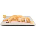 Self Warming Cat Bed Self Heating Cat Dog Mat 24 x 18 inch Extra Warm Thermal Pet Pad for Indoor Outdoor Pets with Removable Cover Non-Slip Bottom Washable (Beige)