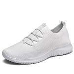 TIOSEBON Women's Lightweight Casual Walking Athletic Shoes Breathable Running Slip-On Sneakers for Jogging Workout 5 US All White