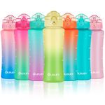 OLDLEY 450ml/15oz Kids Water Bottle with Straw Childrens Boys Girls Toddler Reusable Drink Bottles with Times Markings for School Home Camping Outdoor Sports BPA Free Leakproof Durable