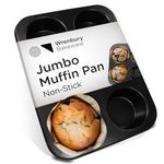 Wrenbury Jumbo Muffin Tin - Non Stick Deep Large Muffin Trays Cup Cake Tray for Baking - 6 Hole Giant Yorkshire Pudding Mould