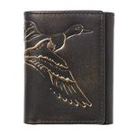 HoJ Co. Duck Trifold Wallet | Men's Leather Tri Fold | Full Grain Leather With Hand Burnished Finish | Duck Hunter Gift | Outdoors Wallet