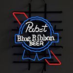 Pabst Blue Ribbons Neon Sign, Neon Beer Signs, Neon Signs For Home Bar Man Cave Pub Store Restaurant Wall Décor 19x15