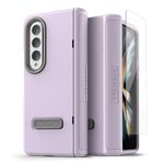 VRS DESIGN Terra Guard Modern for Galaxy Z Fold 4 5G (2022), Premium Modern Neat Style [Anti Scratch Hinge Protection] Case with Tempered Glass Screen Protector (Purple)