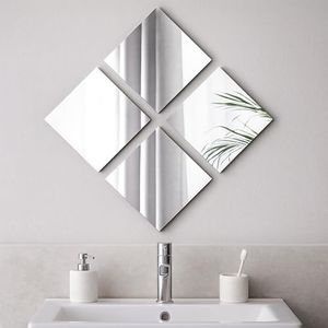 EVIDECO French Home Goods Big Decorative Wall Self Adhesive Shaped Mirrors - Set of 4
