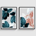 COLOSSAL ART HOUSE Set of 2 Leaf Wall Painting for Living Room & Bedroom Painting for Wall Decoration - (10x13 Inch, Paintings)