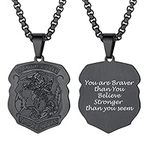 PROSTEEL Custom Name Necklace Men Black Necklace Archangel St.Michael Protect US Pendant Chain Christian Jewelry