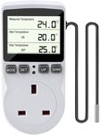 Swetup Digital Thermostat Controller Socket Outlet, UK Plug 230V/16A Temperature with Heating Cooling Mode, LCD Screen for Greenhouse Aquarium Reptile Terrarium (Controller Socket-2)