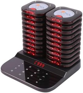 AGJ Restaurant Pager System Touch Keyboard Wireless Calling System 20 Pagers Beeper Buzzer Guest Customer Queue Pagers for Food Truck Church Nursery Clinic Coffee Shop with Buzzer Vibration Flash