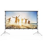 Projector Screen with Stand 100 Inch, Vamvo Indoor Outdoor Movie Screen 16:9 4K Full HD with Carry Bag, Portable Projector Screen with Aluminum Stands for Home Theatre