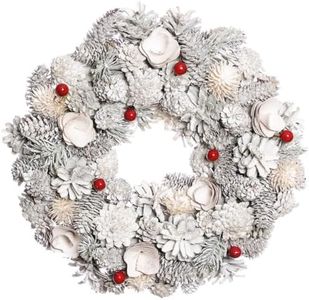 White & Red Front Door Wreath Wall Hanging Garland Ornament