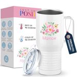 Just So Posh Mamaw Flowers Tumbler, Travel Coffee Mug with Handle and Slider Lid, White 20 oz Polar Camel, Stainless Steel, Vacuum Insulated