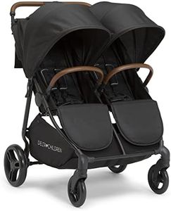 Delta Children Cruzer Double Stroller – Lightweight Side by Side with Reclining Seats, Extendable Canopies and Flat Fold, Black