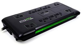 Plugable Surge Protector Power Strip with USB and 12 AC Outlets, Built-in 10.5W 2-Port USB Charger for Android, Apple iOS, and Windows Mobile Devices, 6 Foot Extension Cord