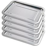 Stainless Steel Tray - Narkysus 5 Pack Stainless Steel Dental Lab Tray 13.5'' X 10'' Flat Metal Tray Tool for Lab Dental Instrument Bathroom Organizer Tattoo Station Tattoo Supplies