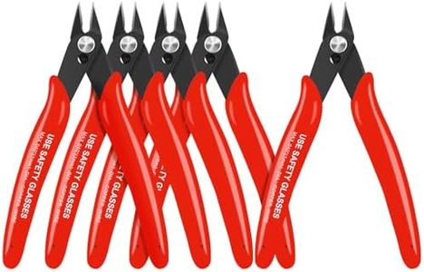 HongWay 5pcs Wire Cutters, Micro Flush Cutters with Spring, Wire Cutting Pliers, Wire Snips for Electronics Soft Copper Jewelry Making, 5-inches, Red