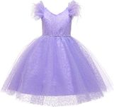 Weileenice Flower Girl Dress Light Purple Child Birthday Princess Pageant Tea Party Ballgown 4-5 Kids Vintage Prom Shining Sequins Puffy Dresses Lavender Bridesmaid Evening Reception