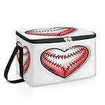 Heart Baseball Insulated Lunch Box Men Women Graffiti Baseball Leakproof Soft Cooler Tote Large Lunch Pail Cooler Meal Prep Picnic Food Bag for Travel Picnic Beach