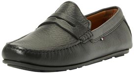 Tommy Hilfiger Men Loafers Casual Leather Driver, Black (Black), 41