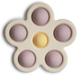 Mushie Press Toy | Push & Pop Bubble Sensory Fidget Toy | 10+ Months | Stress Relief Toy | 100% Food Grade Silicone and ABS Plastic | Flower Design (Soft Lilac/Pale Daffodil/Ivory)