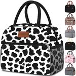 Coobiiya Lunch Bag Women, Lunch Box Lunch Bag for Women Adult Men, Small Leakproof Cute Lunch Tote Large Capacity Reusable Insulated Cooler Lunch Container for Work/Office/Picnic/Travel-Cow