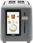 Livwell Touch IQ Matte Grey 2-Slice Toaster with High-Resolution Touch Screen - Kitchen Wedding Gift or Dorm Room Appliance - 10 Bread Settings, 6 Browning Levels, Multilingual Options