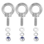 PATIKIL M3 x 9mm Lifting Shoulder Eye Bolt, 3Pcs 304 Stainless Steel Lifting Ring Threaded Eyebolt with Nuts Washers for Hanging Hammocks Articles