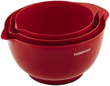 Farberware Classic Plastic Mixing Bowls, Red Set of 3