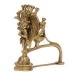 Kartique Brass Naag Aarti Deepak with Handle Can be Used as Camphor Burner Hand Held Arti Puja Jyot Dia Height 5.5 Inch Gold Color