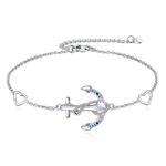 YAFEINI Anchor Bracelet Sterling Silver Nautical Theme Anchor Rope Link Chain Bracelets Jewellry Gifts for Women (Anchor Bracelet)